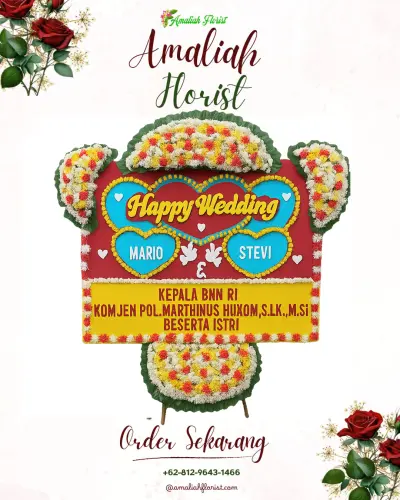 Karangan Papan Bunga Pernikahan di Bonomerto